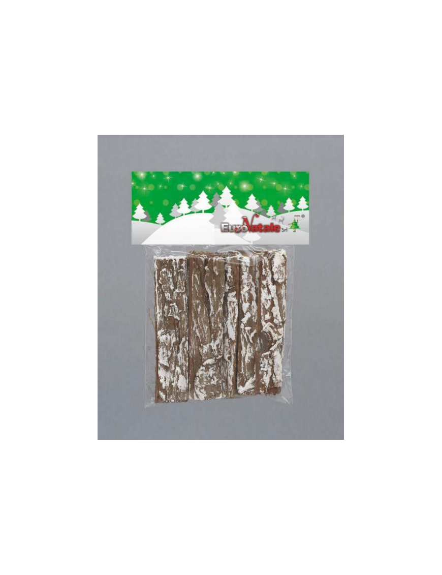 ACCESSORI PRESEPE CORTECCIA LEGNO NEVATA 10pezzi