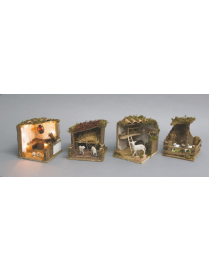 SCENA DA PRESEPE  20x14cm CON PECORE + LUCE