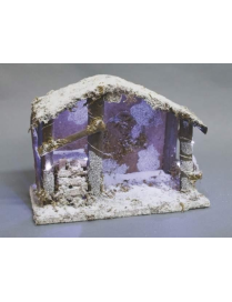 EMPTY SNOWY HUT 30x15x19cm WITH LIGHTS