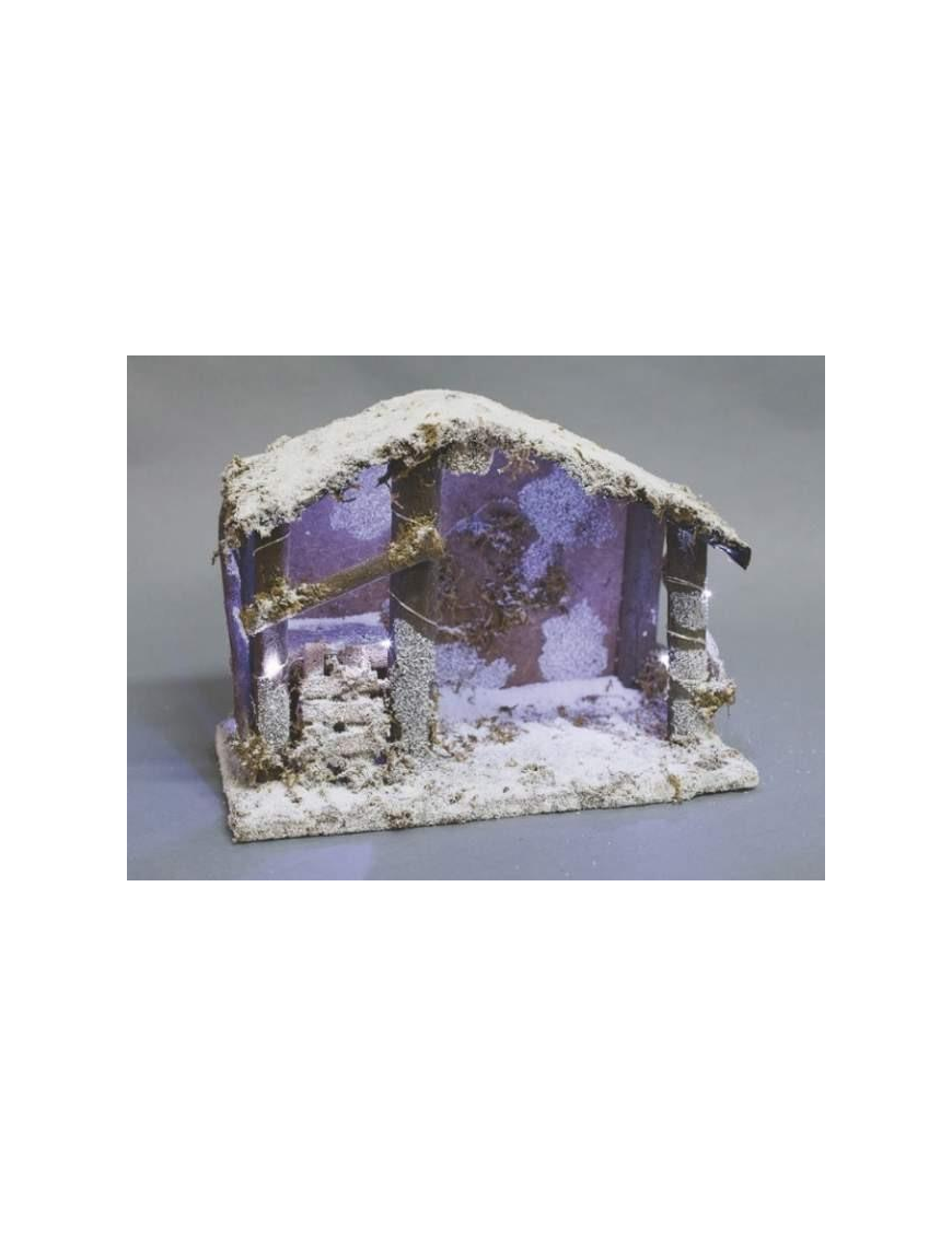 EMPTY SNOWY HUT 30x15x19cm WITH LIGHTS