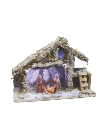 CAPANNA INNEVATA 31x12x21cm CON NATIVITa' + LUC