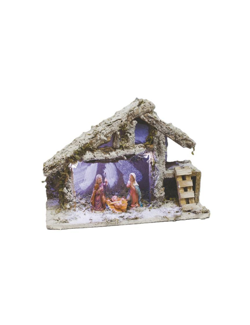 CAPANNA INNEVATA 31x12x21cm CON NATIVITa' + LUC