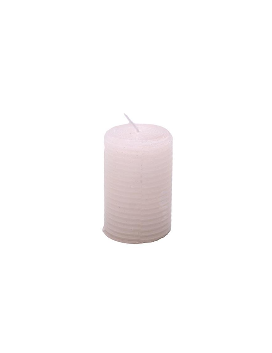 WHITE GLITTER CYLINDER CANDLE 5x7.5cm