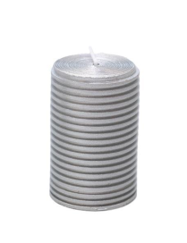 CANDELA CILINDRO GLITTERATO ARGENTO 5x7,5cm
