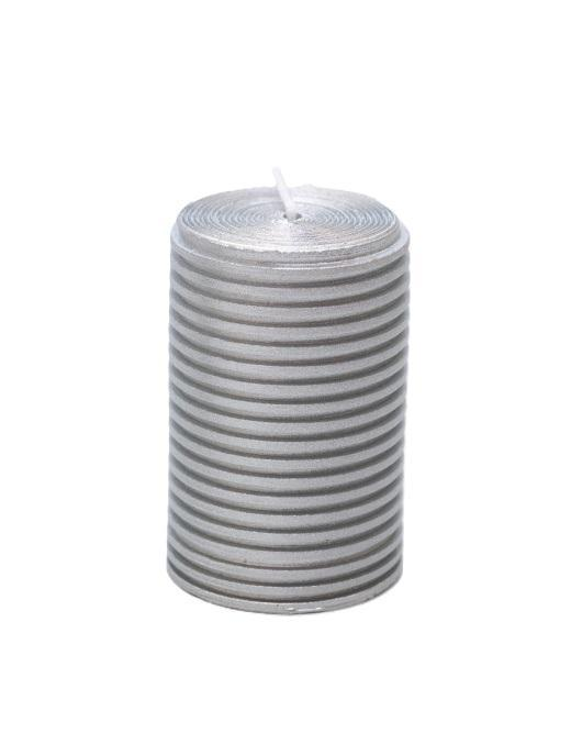 CANDELA CILINDRO GLITTERATO ARGENTO 5x7,5cm
