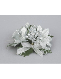 GIROCANDELA 10cm CON STELLE DI NATALE ARGENTO
