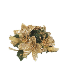 GIROCANDELA 10cm CON STELLE DI NATALE ORO