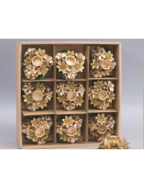 PORTA CANDELA PLASTICA 8cm ORO CON PIGNE