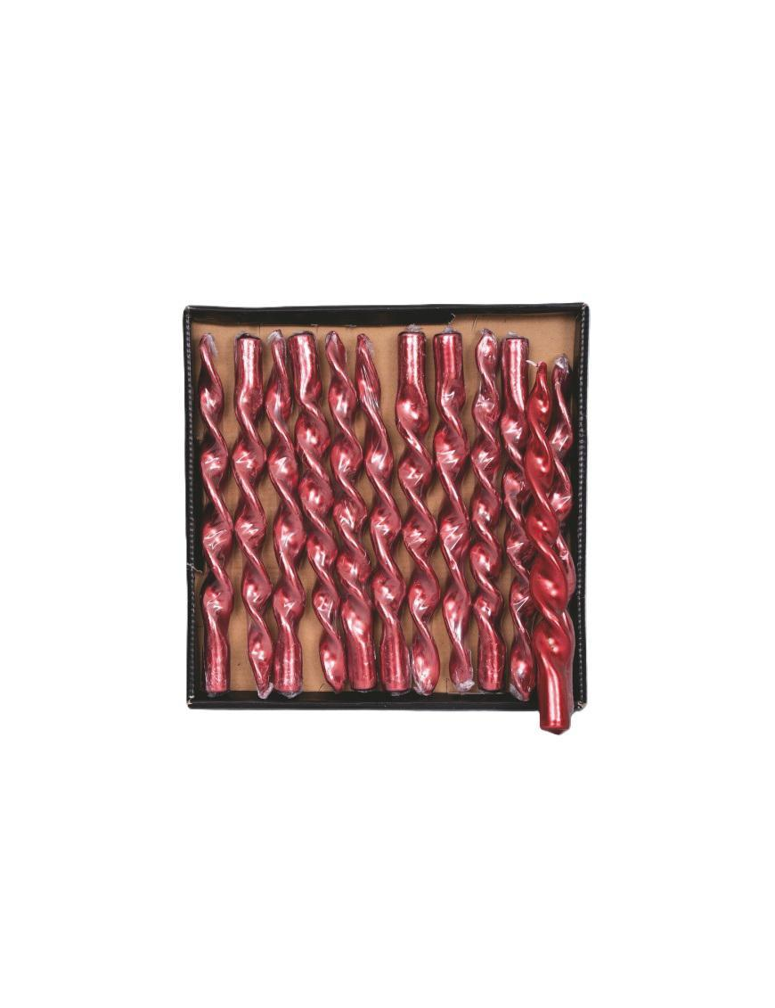 FLAME CANDLE 26cm METALLIC RED