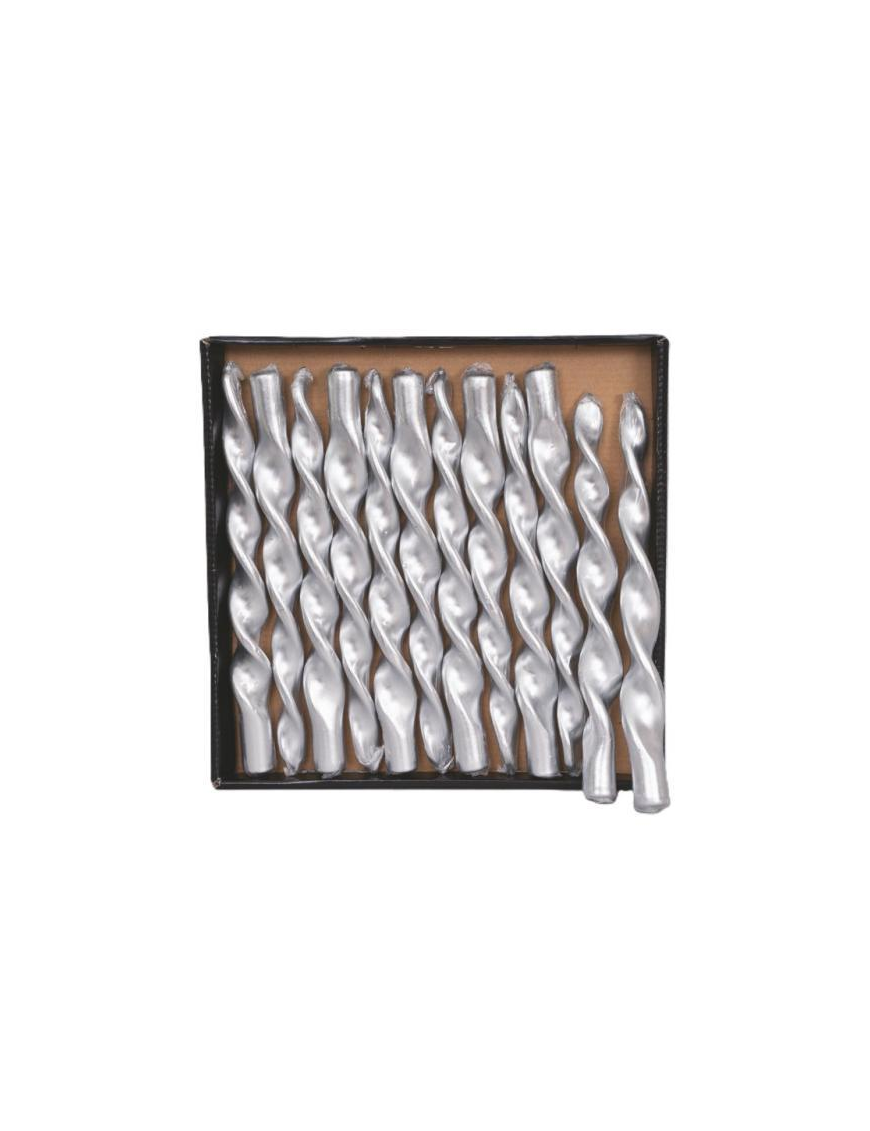 FLAME CANDLE 26cm METALLIC SILVER