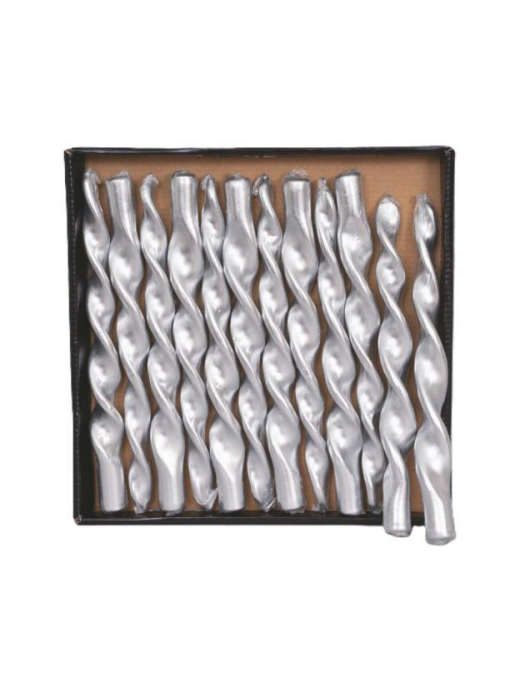 FLAME CANDLE 26cm METALLIC SILVER