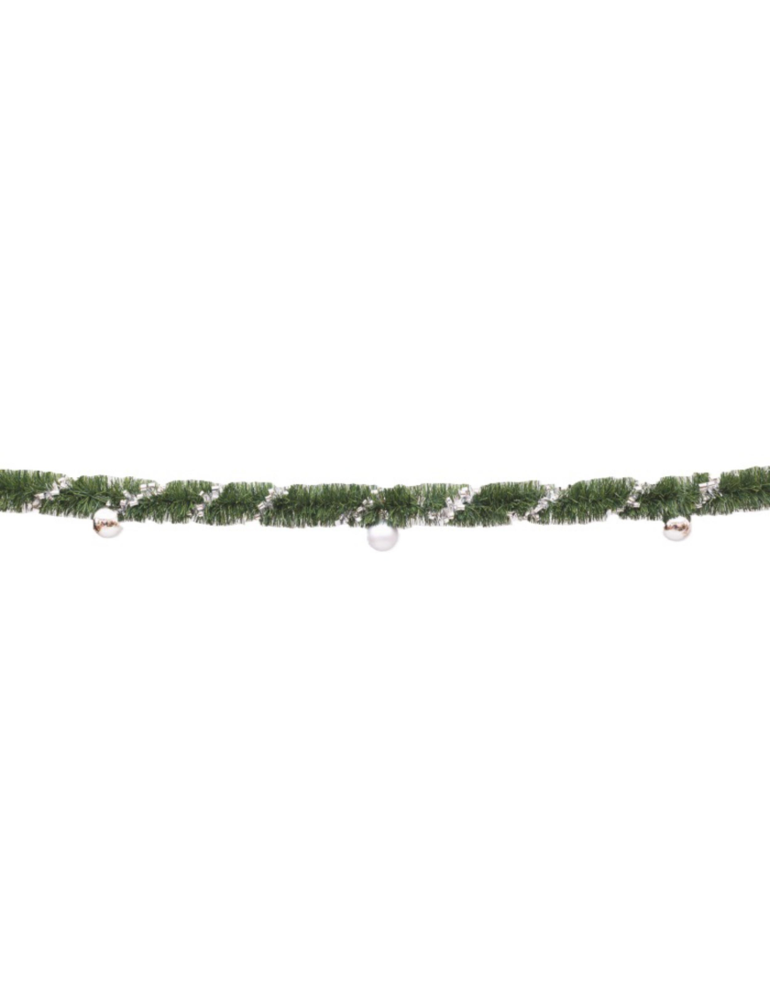 GREEN WIRE cm80x3m WITH SILVER SPIRAL + BALLS