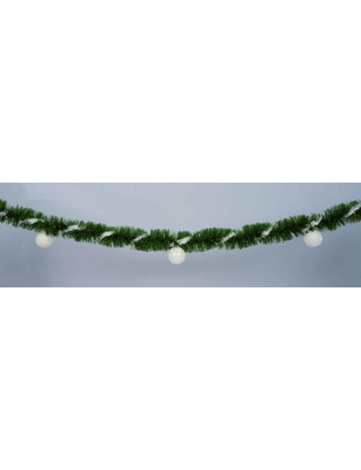 FILO VERDE cm80x3mt CON SPIRALE BIANCA+SFERE