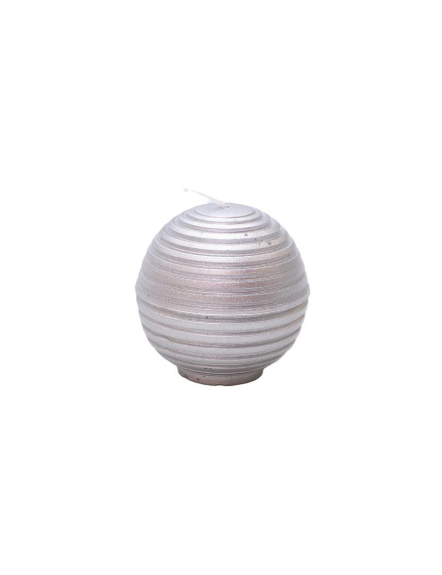 RIBBED SPHERE CANDLE 60mm SILVER