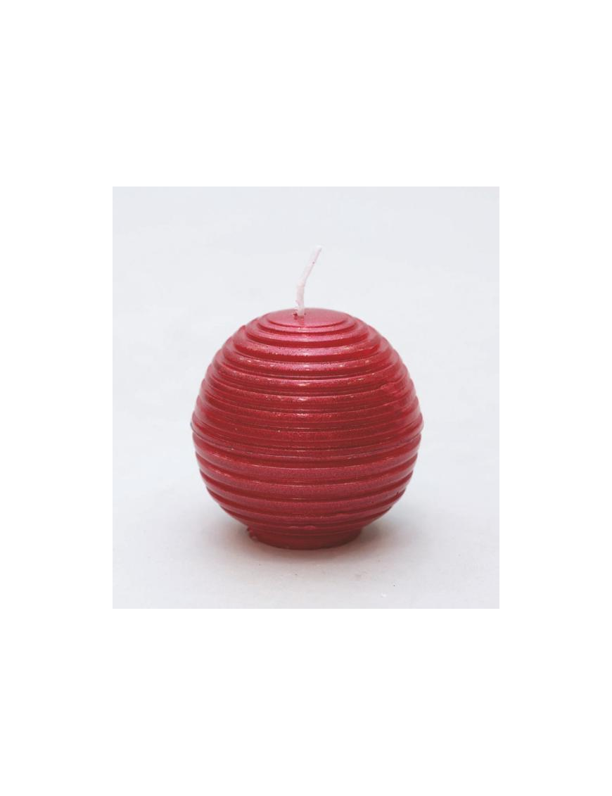 RIBBED SPHERE CANDLE 60mm RED