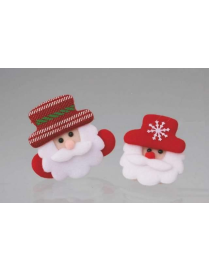 LUMINOUS SANTA CLAUS HEAD BROOCH 9cm
