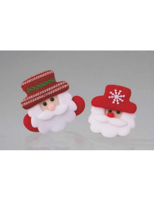 LUMINOUS SANTA CLAUS HEAD BROOCH 9cm