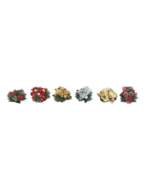 GIROCANDELA 13cm CON STELLE DI NATALE  E FIOCCHI