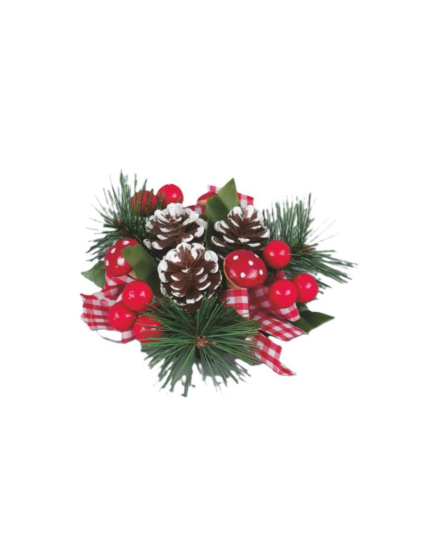 13cm GYROCANDLE WITH PINECONES+BERRIES AND FLOWS