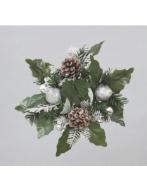 20cm GYROCANDLE WITH PINECONES AND SILVER BERRIES