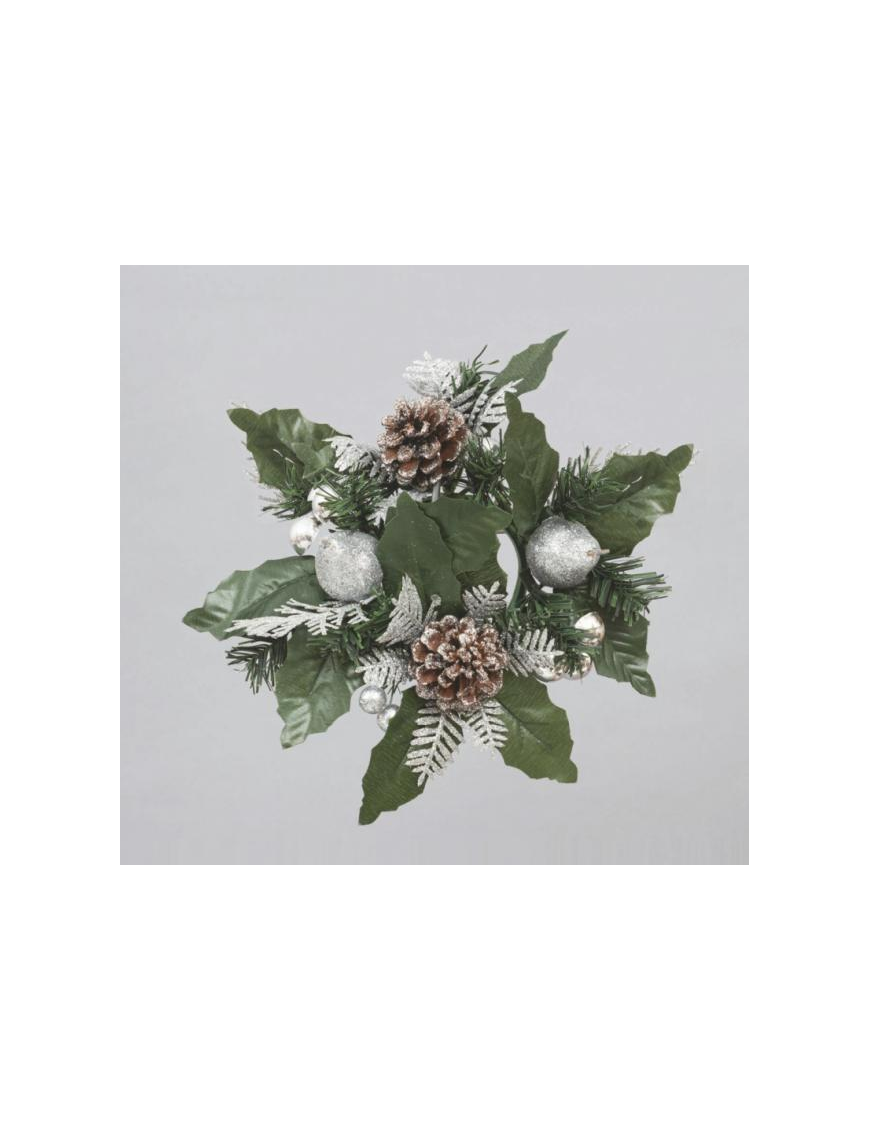 20cm GYROCANDLE WITH PINECONES AND SILVER BERRIES