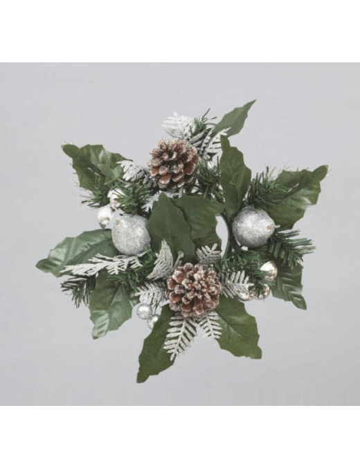 20cm GYROCANDLE WITH PINECONES AND SILVER BERRIES