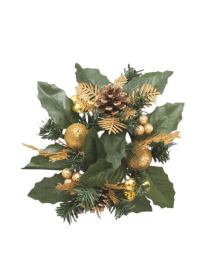 20cm GYROCANDLE WITH GOLD PINECONES AND BERRIES