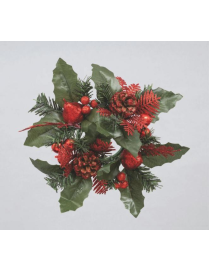 20cm GYROCANDLE WITH PINECONES AND RED BERRIES