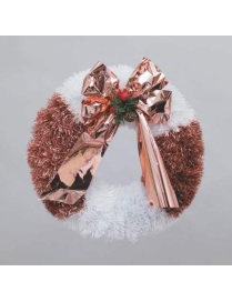 CORONA 38cm IN FILO ROSA/BIANCO