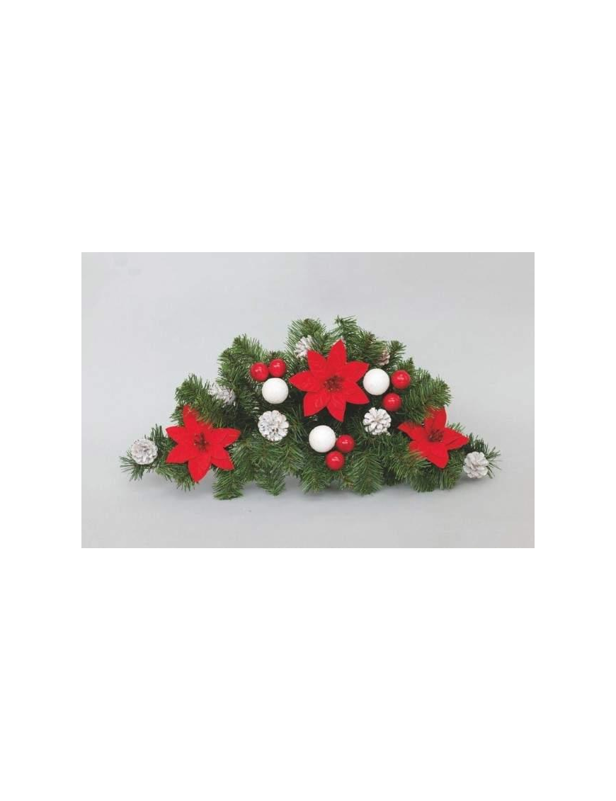 DIETROPORTA  DECORATA CON FIORI, BACCHE E PIGNE 60cm