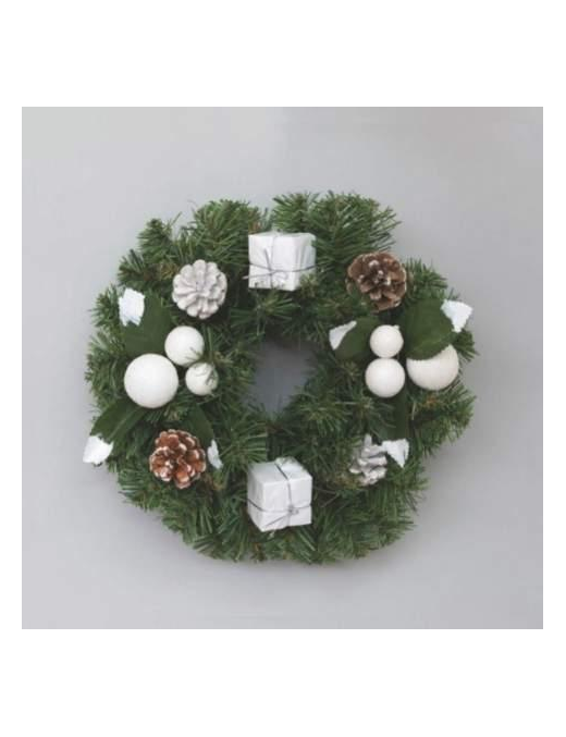 WHITE CROWN WITH BERRIES AND PACKAGES 30cm