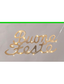 BUONE FESTE GLITTER PVC ORO 44cm C/LUCI