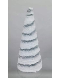 CONICAL TREE DECORATION 60cm SILVER/WHITE
