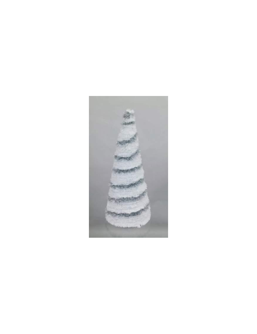 DECORAZIONE  ALBERO CONICO 60cm ARGENTO/BIANCO