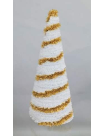 CONICAL TREE DECORATION 60cm GOLD/WHITE
