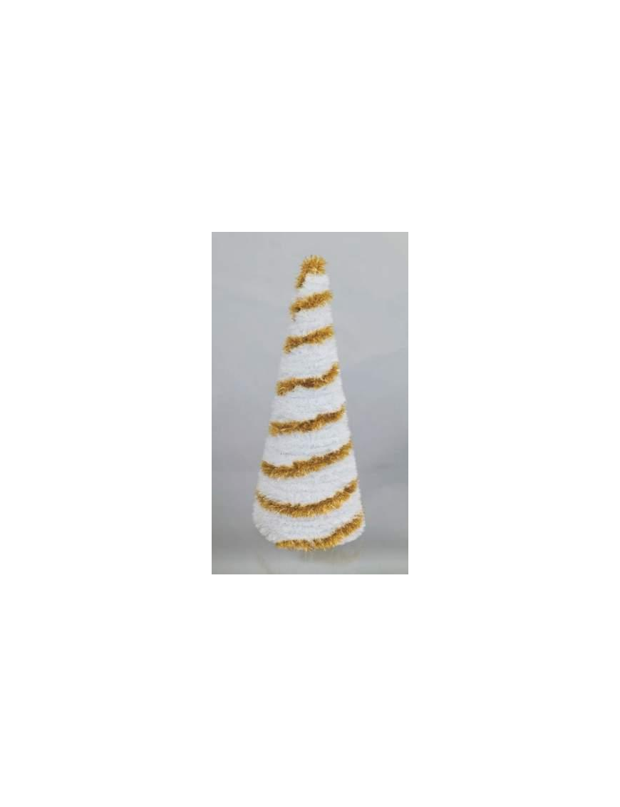 DECORAZIONE  ALBERO CONICO 60cm ORO/BIANCO