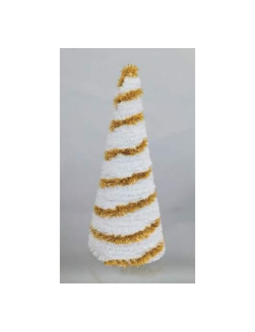 DECORAZIONE  ALBERO CONICO 60cm ORO/BIANCO