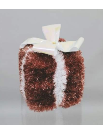 GIFT BOX DECORATION 13cm PINK/WHITE