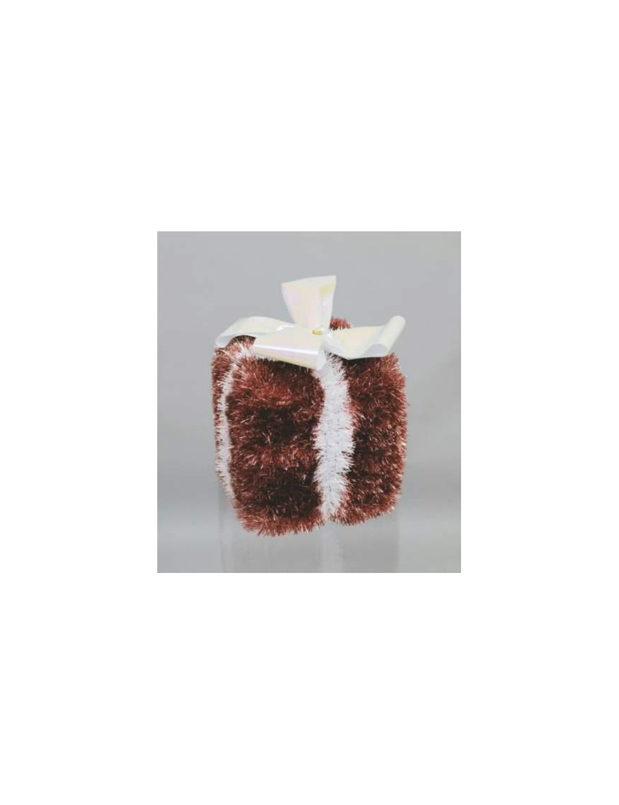 DECORAZIONE  PACCO REGALO 13cm ROSA/BIANCO