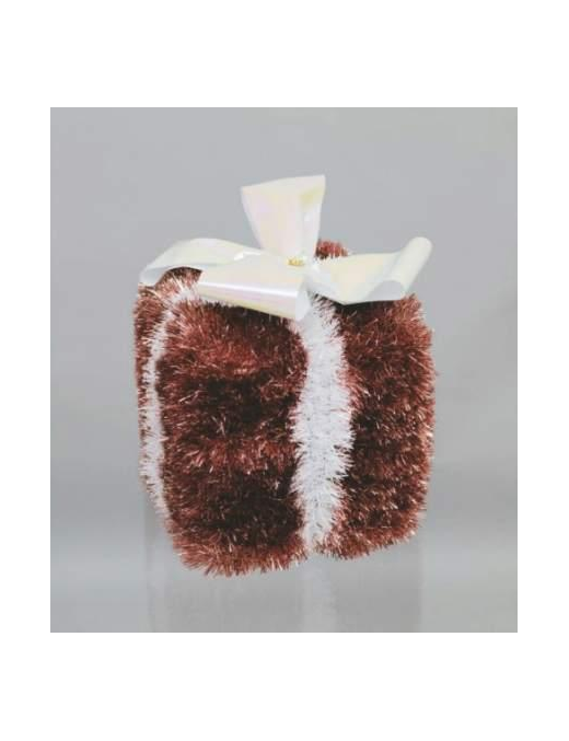 GIFT BOX DECORATION 26cm PINK/WHITE