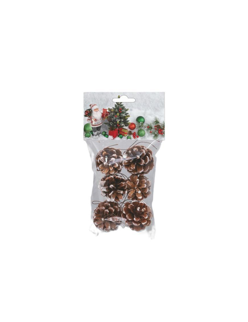 SNOWY PINE CONES 5cm 6pcs