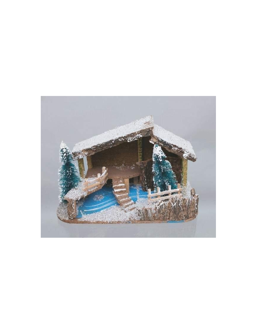 EMPTY SNOW COVERED HUT 38x24cm
