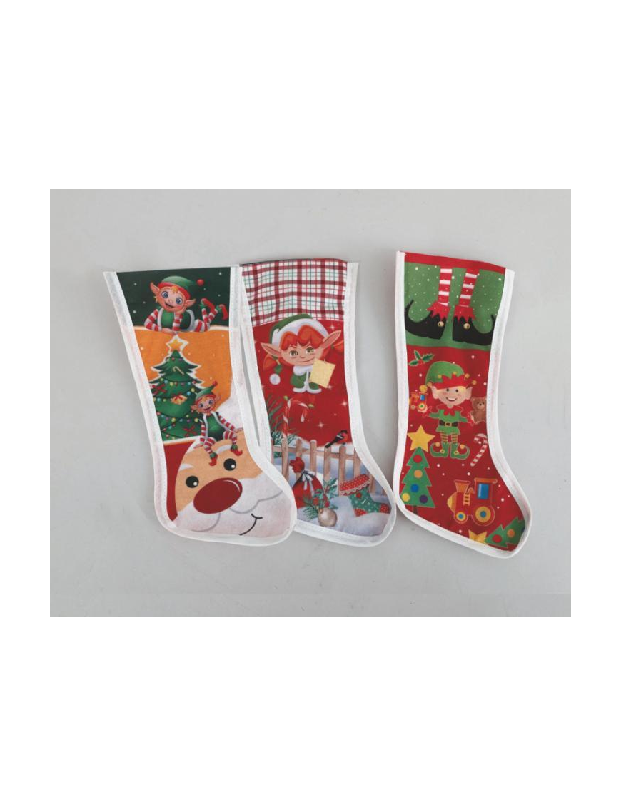 30cm POLYESTER SOCK WITH ELF DECORATION