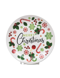 CERAMIC PLATE 27cm MERRY XMAS DECORATION
