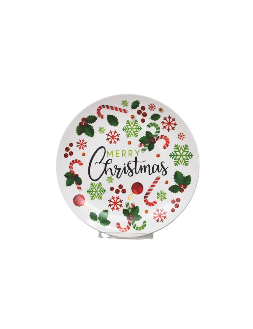 PIATTO CERAMICA 27cm DECORO MERRY XMAS
