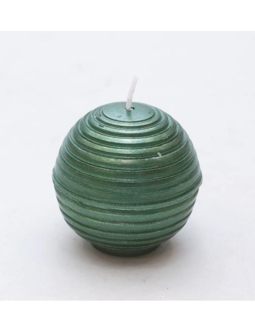 GREEN 60mm RIBBED SPHERE CANDLE