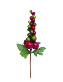 Sprig of RED/GREEN BERRIES 15cm