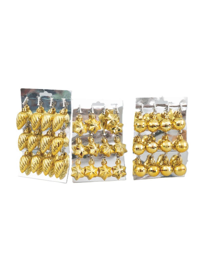 ADDOBBO ALBERO NATALE ORO 6cm ASSORTITO NELLE FORME  12pezzi