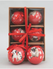 POLYSTYRENE BALLS WITH DOG DECORATION 75mm 6p