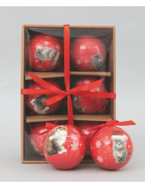 POLYSTYRENE BALLS CAT DECORATION 75mm 6 pieces